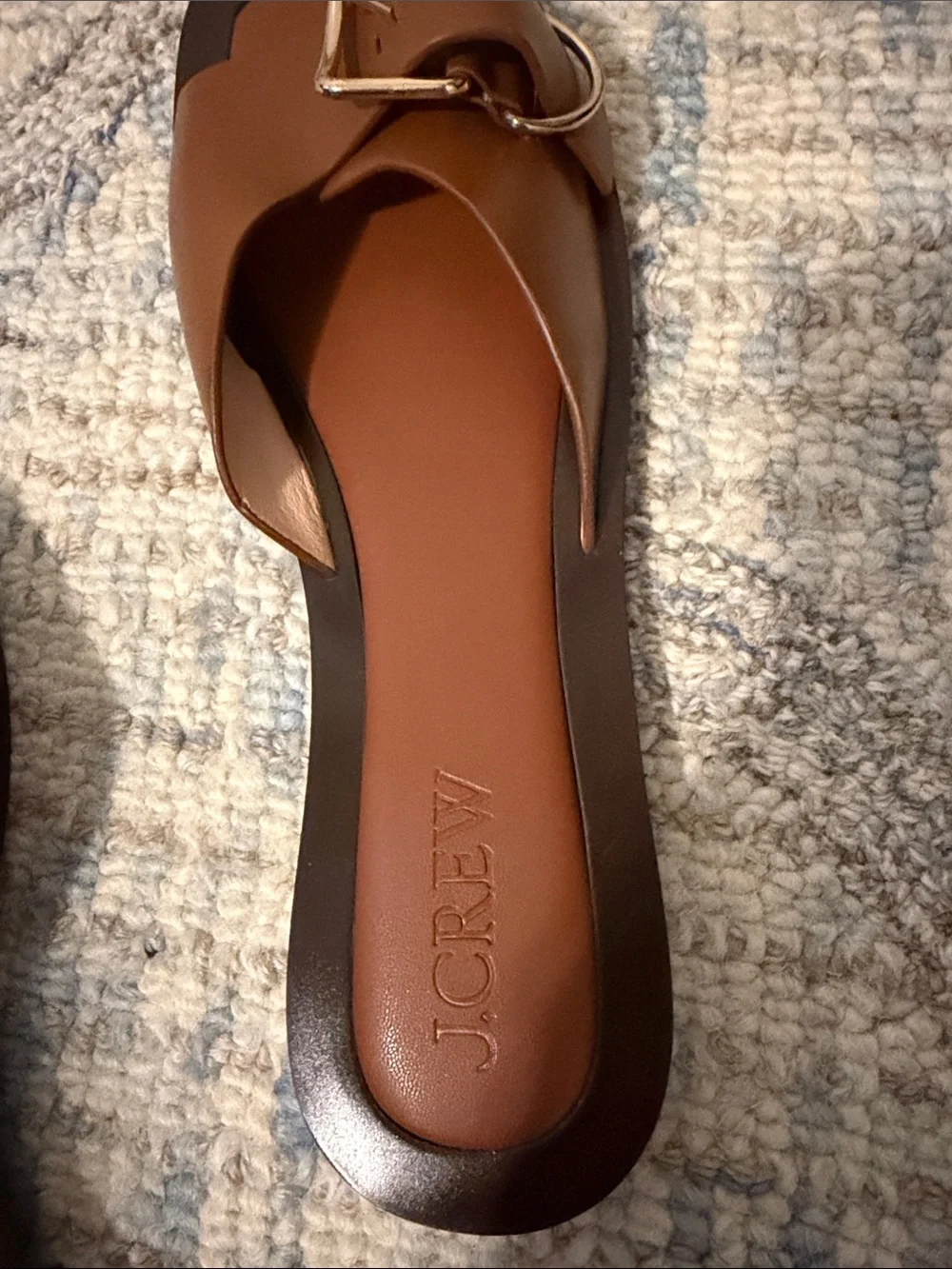 J. Crew Tan Brown Buckle Slide Mules